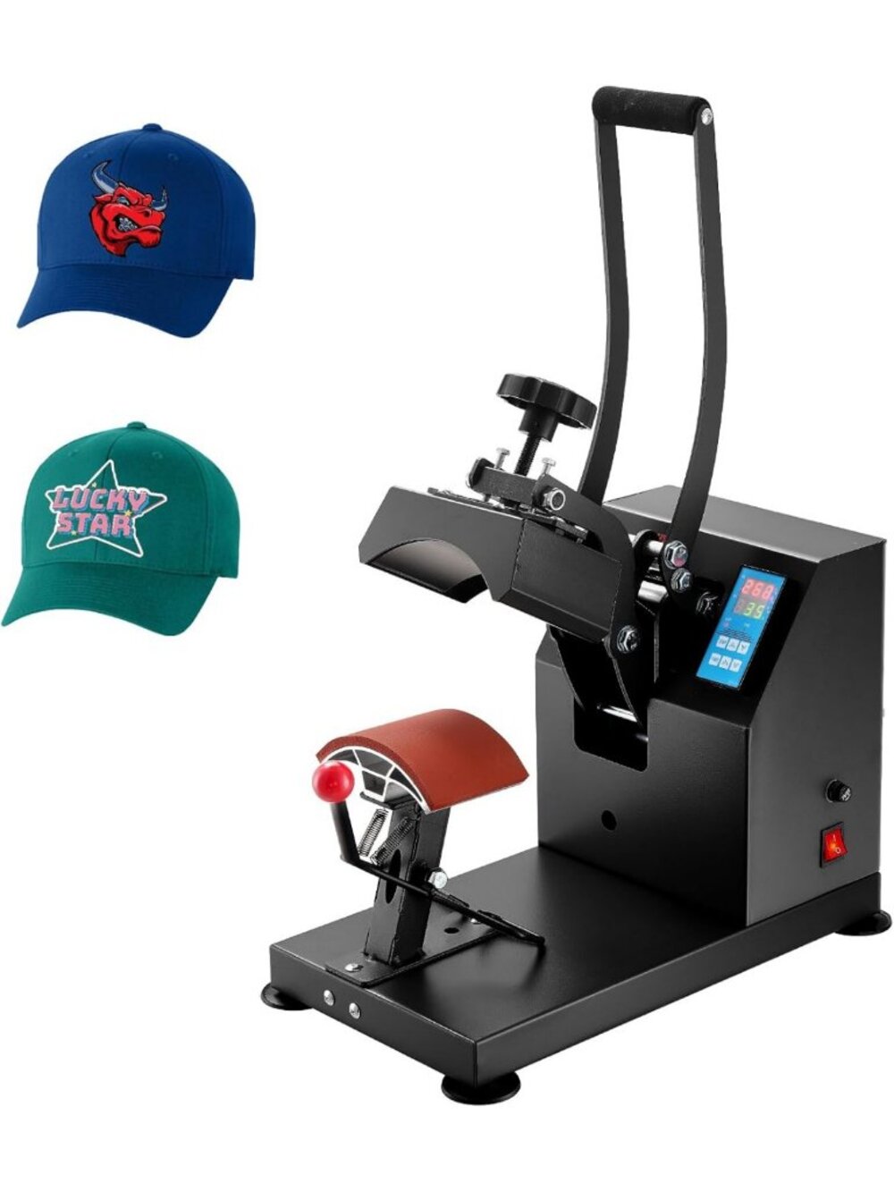 Curved Heat Press for Hats - 6x3.75 Inch Clamshell Design with Digital Controls